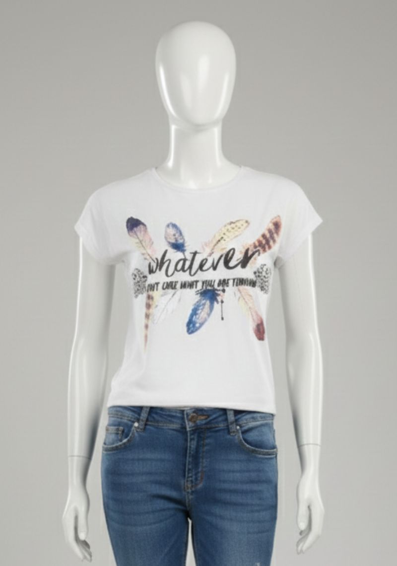 WOMENS T-SHIRT - WHITE [MULTI COLOR PRINT]
