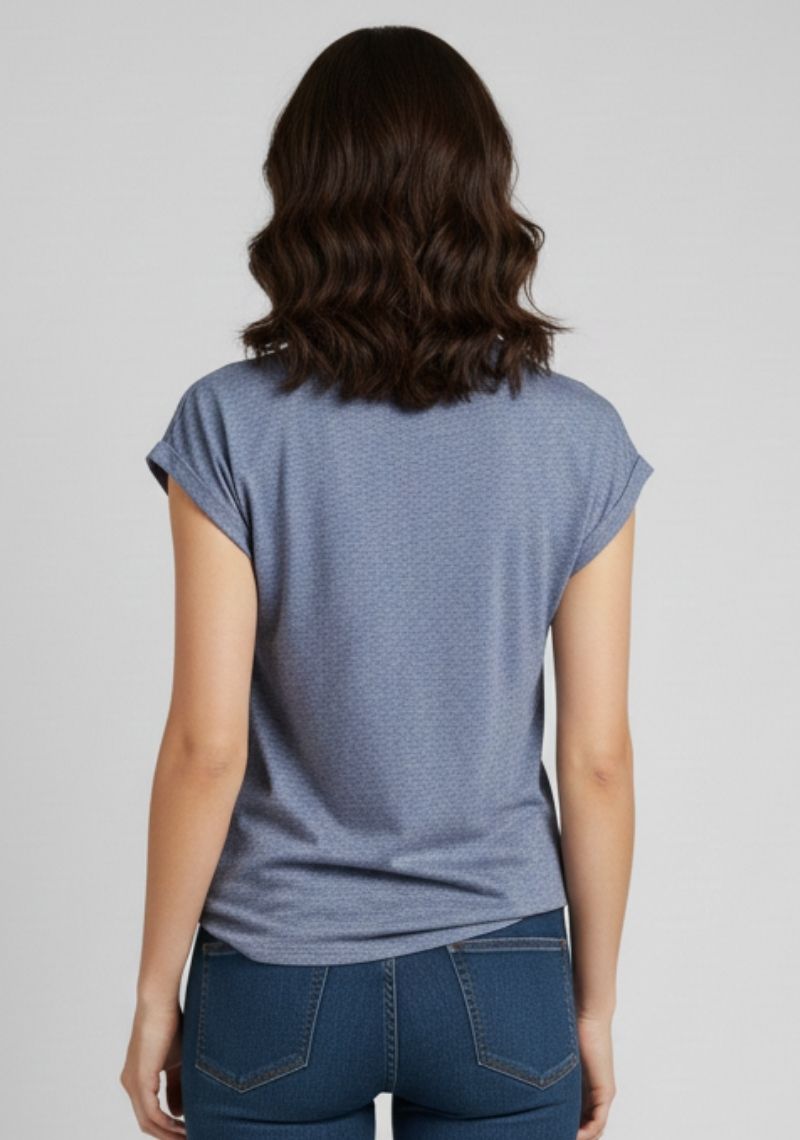 WOMENS T-SHIRT [MD] - DARK BLUE [ RED & WHITE PRINT ]
