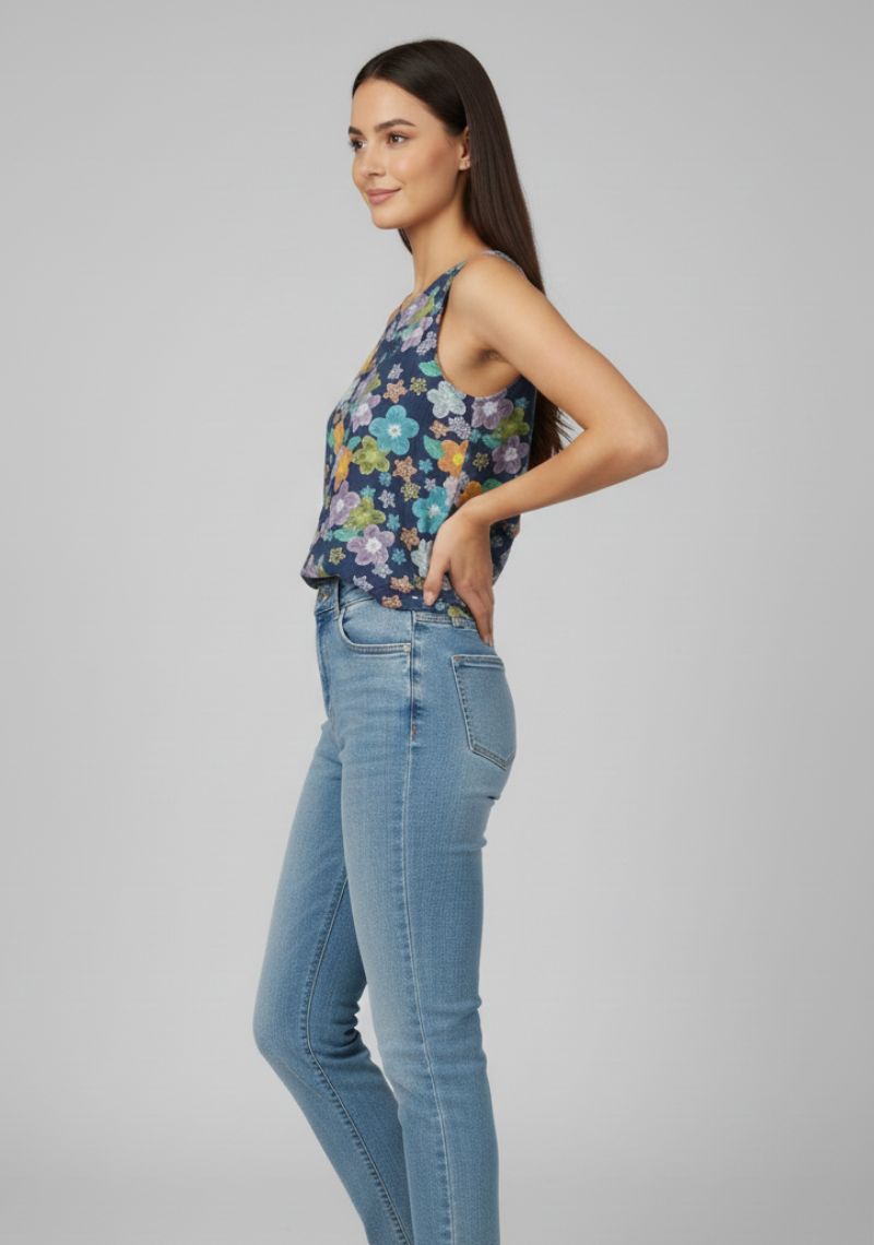 WOMEN WESTERN TOP - MULTI CLOR FLORAL PRINT