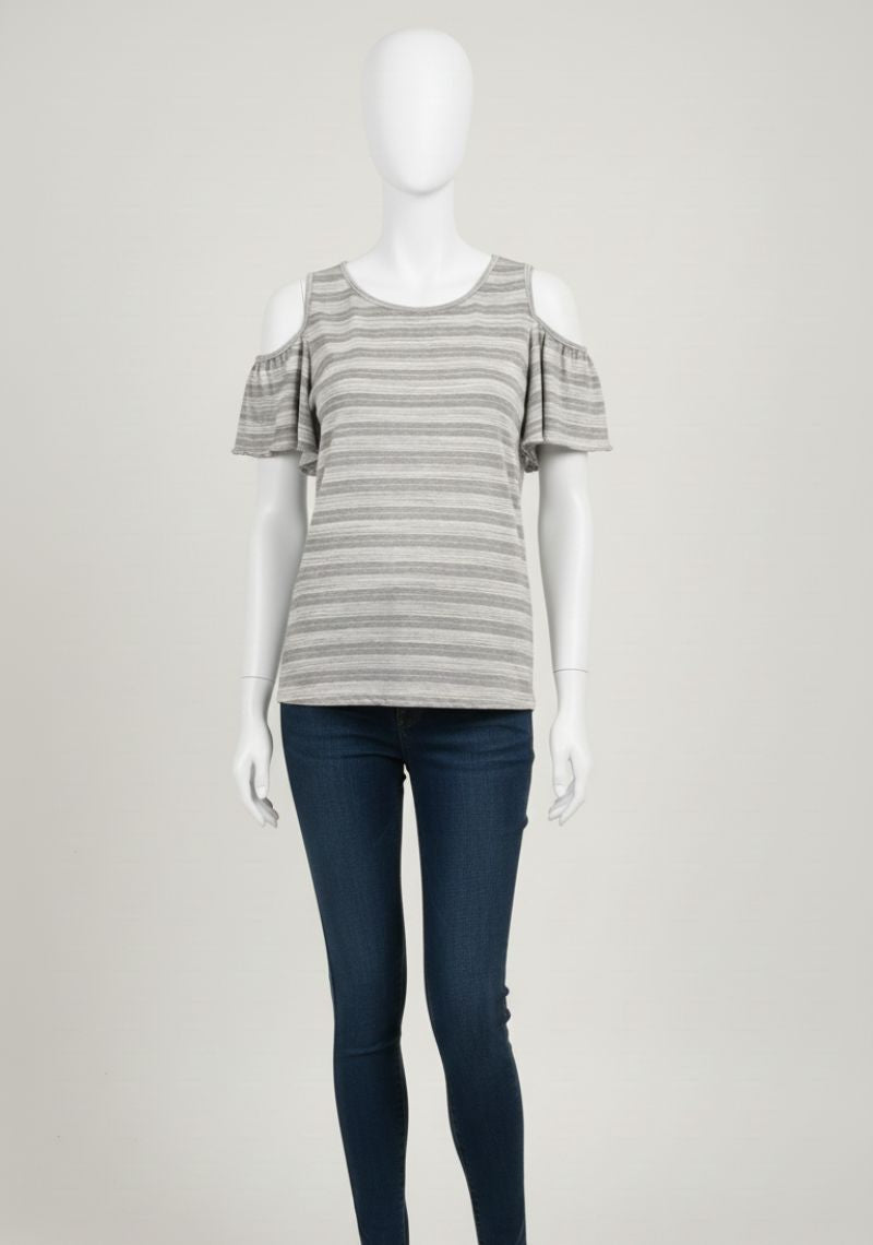 WOMEN WESTERN TOP - GREY STRIPES