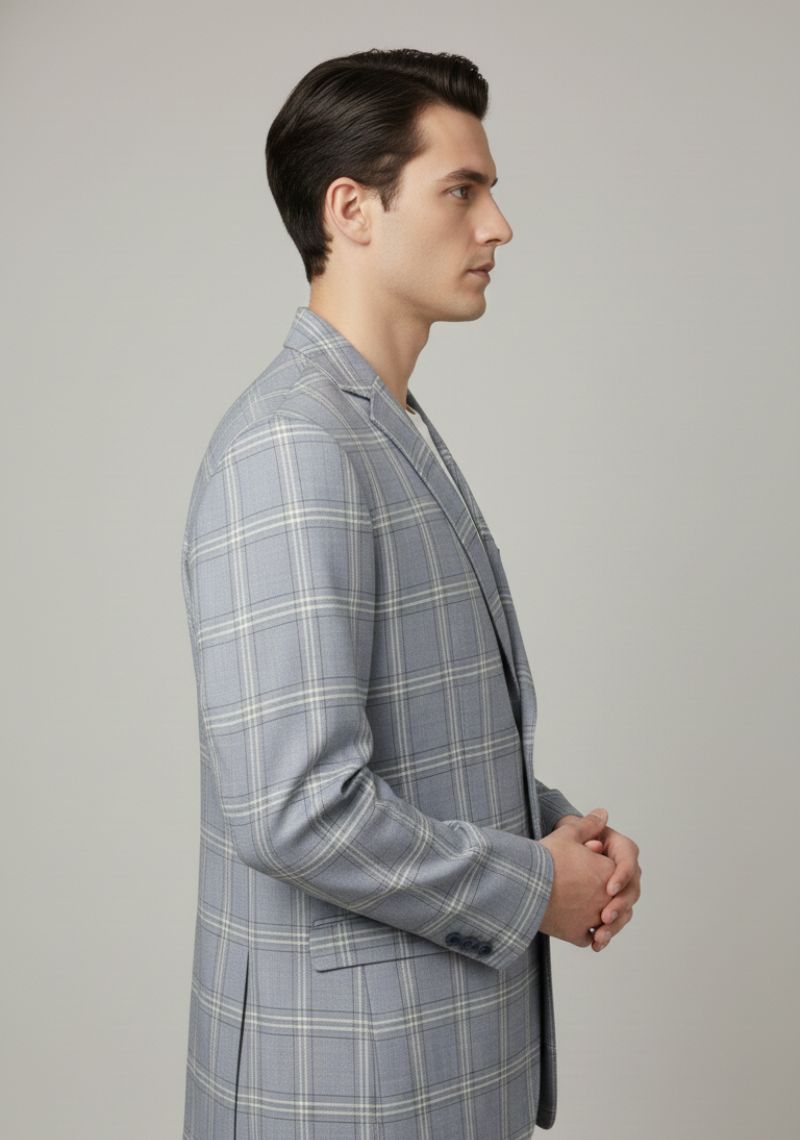 MENS BLAZER  - LIGHT BLUE CHECKED
