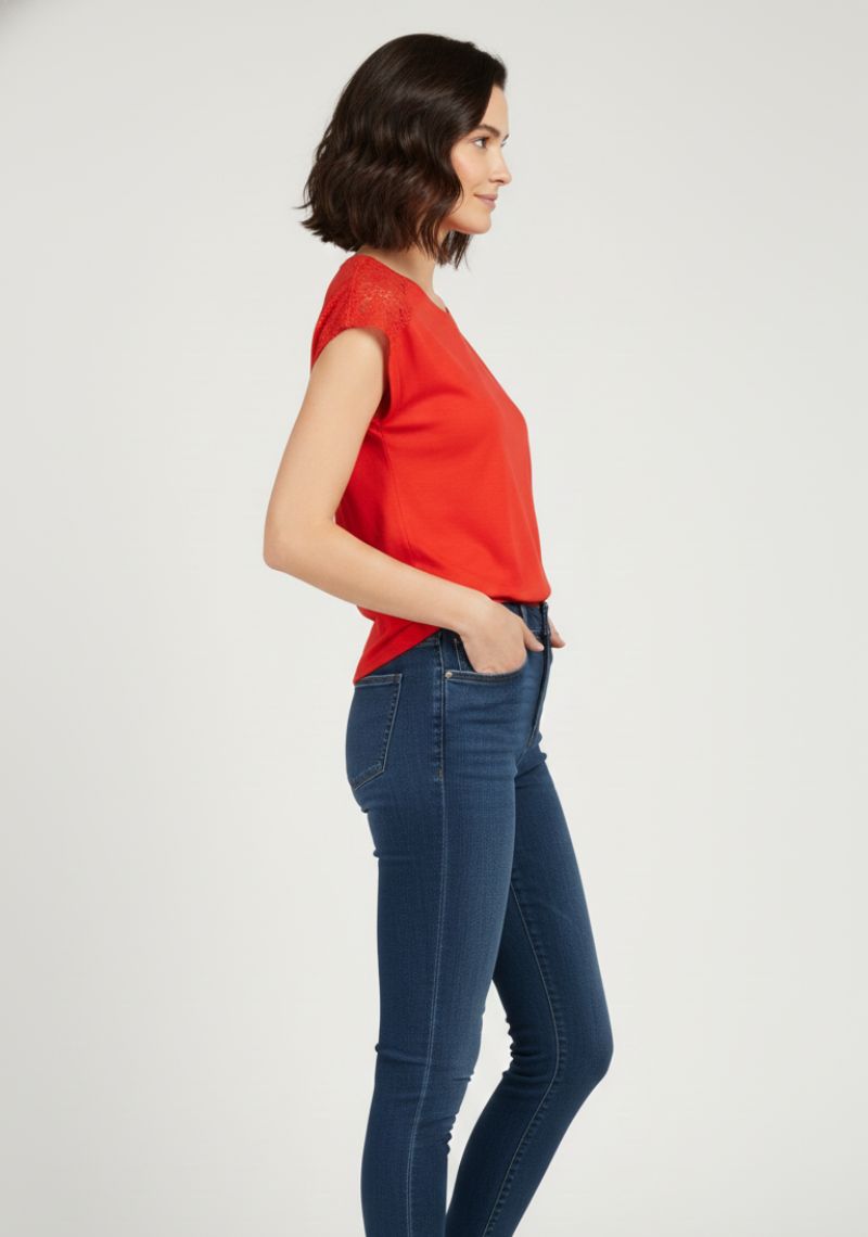 WOMEN WESTERN TOP - PLAIN RED
