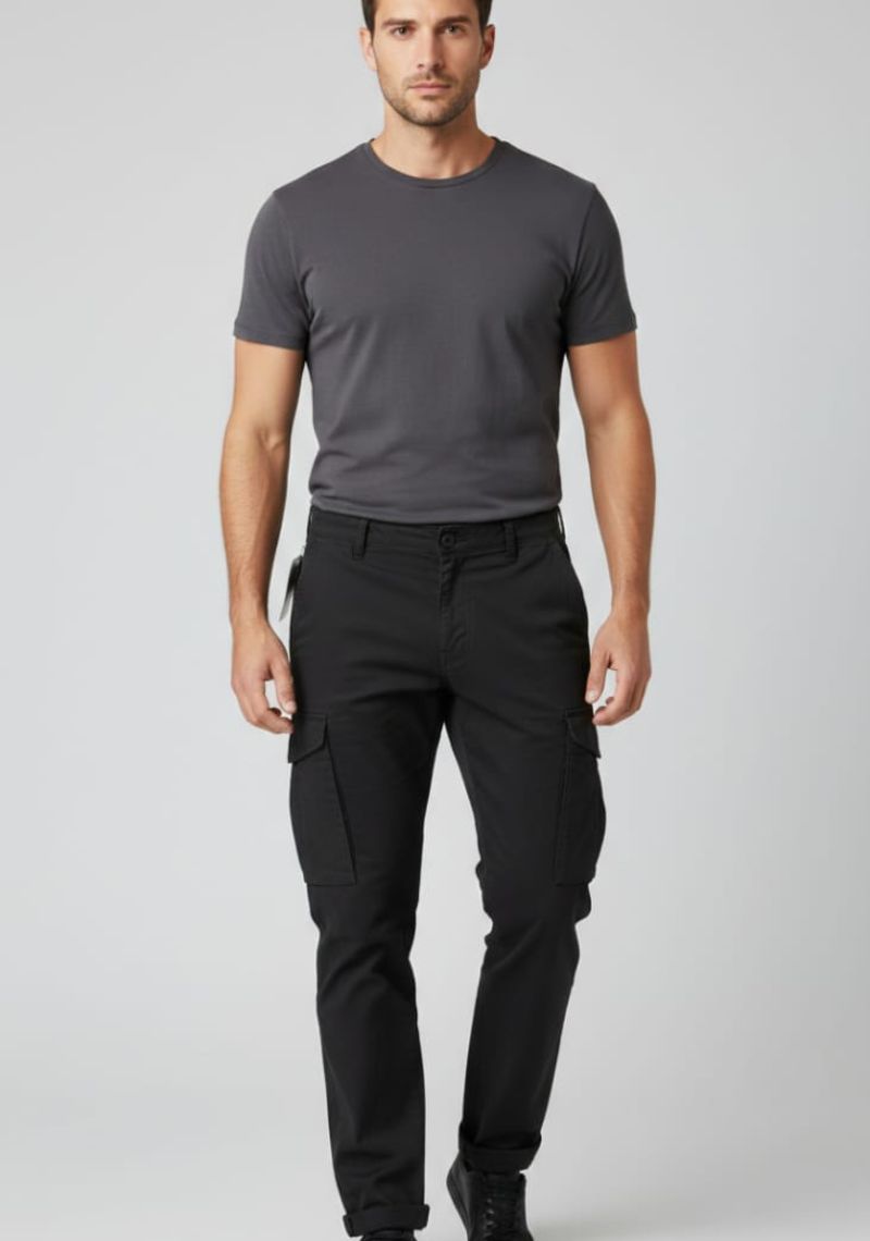 MENS CARGOS PANT BLACK-(SL)