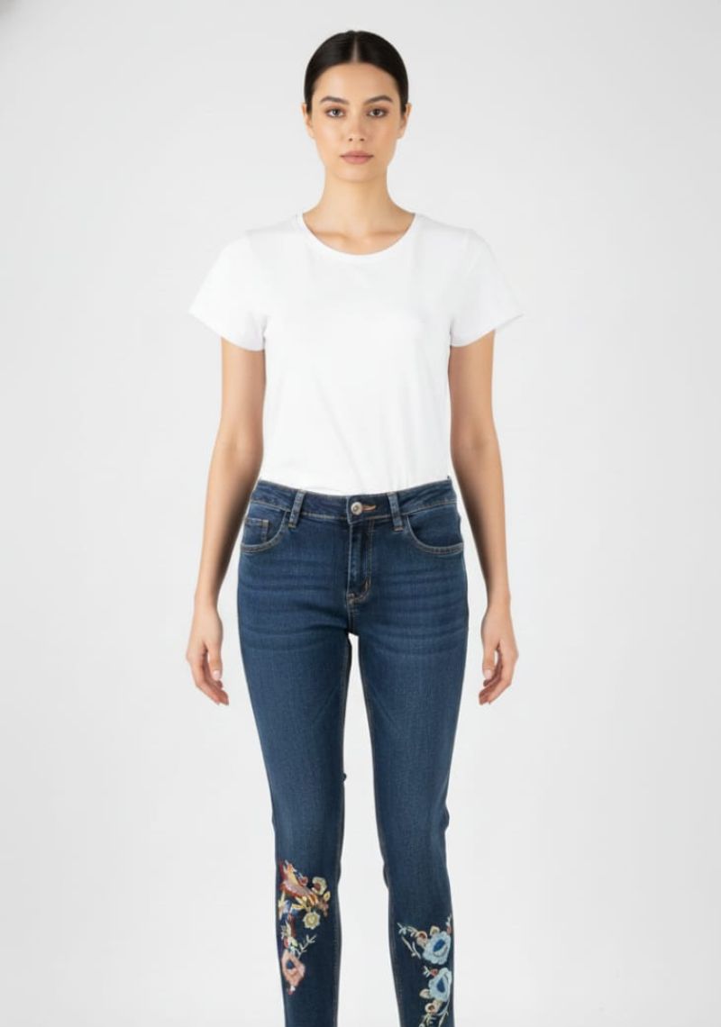 WOMEN JEAN (SL)-BLUE MXD