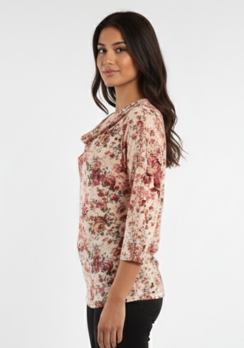 WOMENS WESTERN TOP [SL] - SANDAL AND MULTI COLOR PRINTED