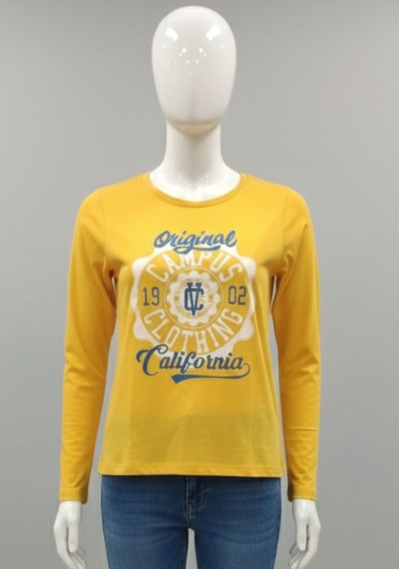 WOMENS T-SHIRT [MD] - YELLOW & MULTI COLOR PRINT