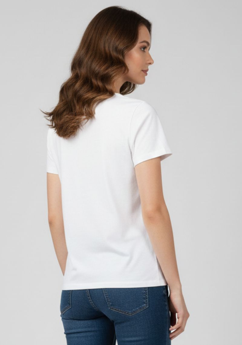 WOMENS T-SHIRT [MD] - WHITE [MULTI COLOR PRINTED ]