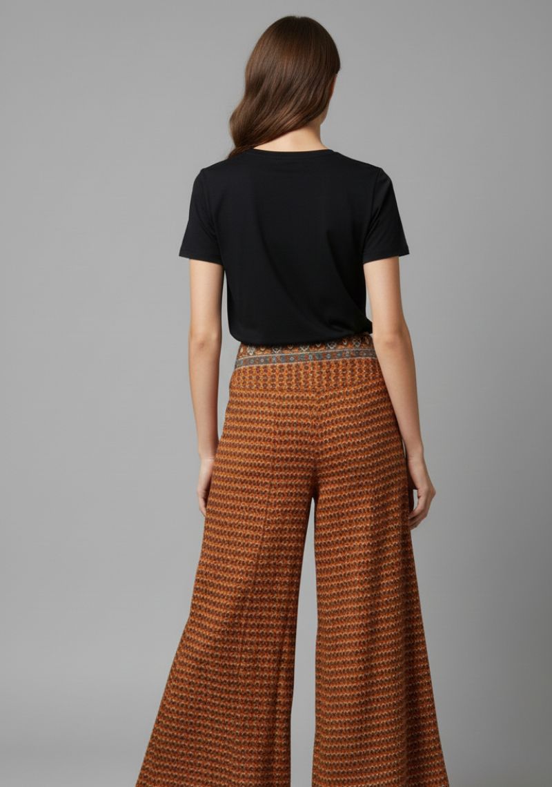 WOMENS PALAZZO - BROWN AND MULTI COLOR PRINTED