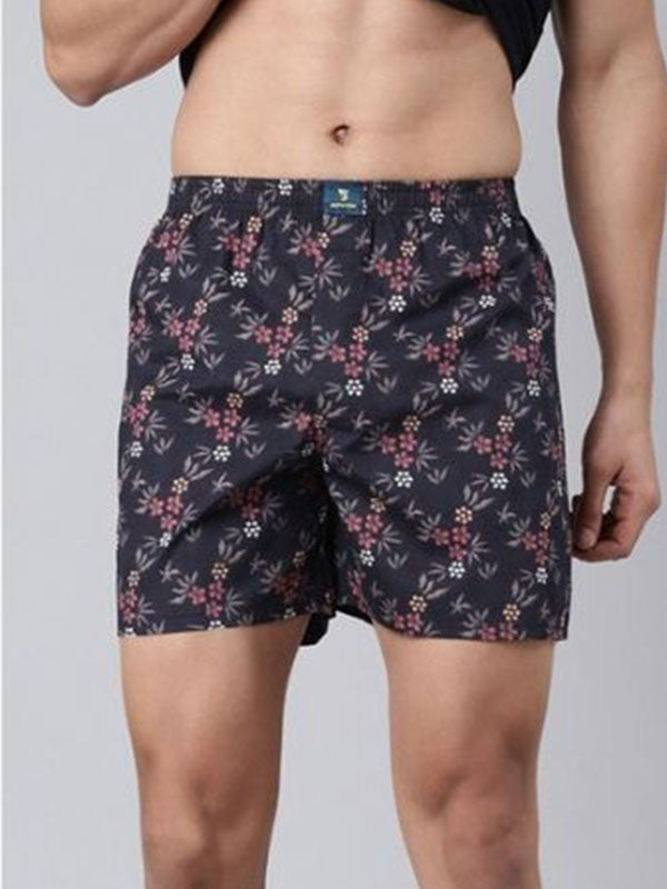 Dark navy blue- 100% Printed cotton fabric shorts