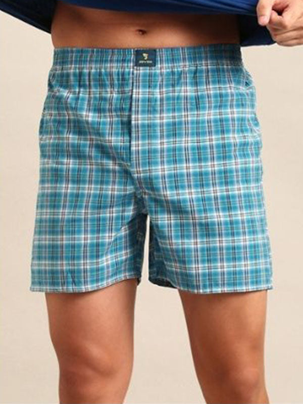 Teal with white - 100%  cotton fabric shorts
