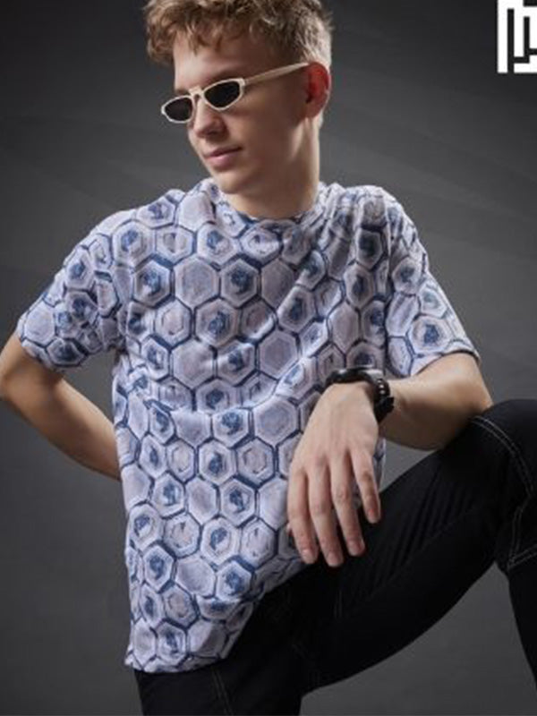 Mens Loop Knit All Over Fabric T-Shirt