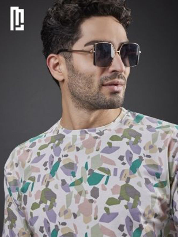 Mens Loop Knit All Over Fabric T-Shirt