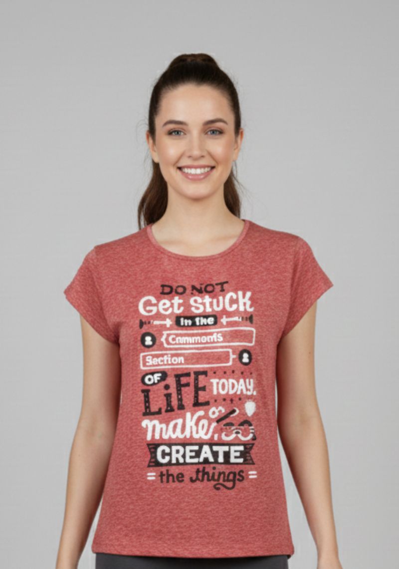 WOMEN T-SHIRT (SL)- LIGHT RED