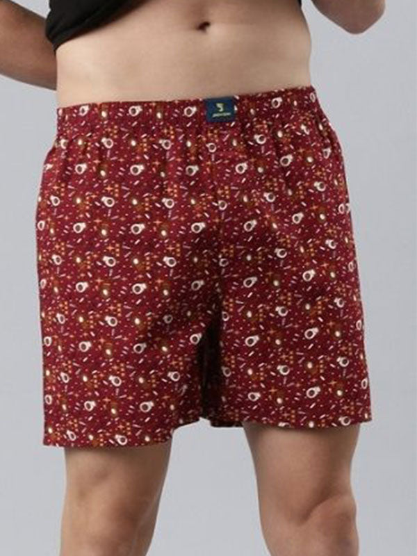 Red- 100% Printed cotton fabric shorts