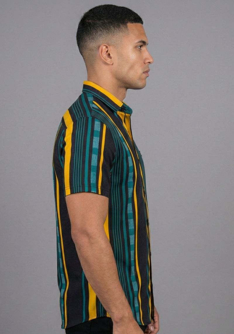 SHIRT - YELLOW [ MULTI CLOR LINE ]