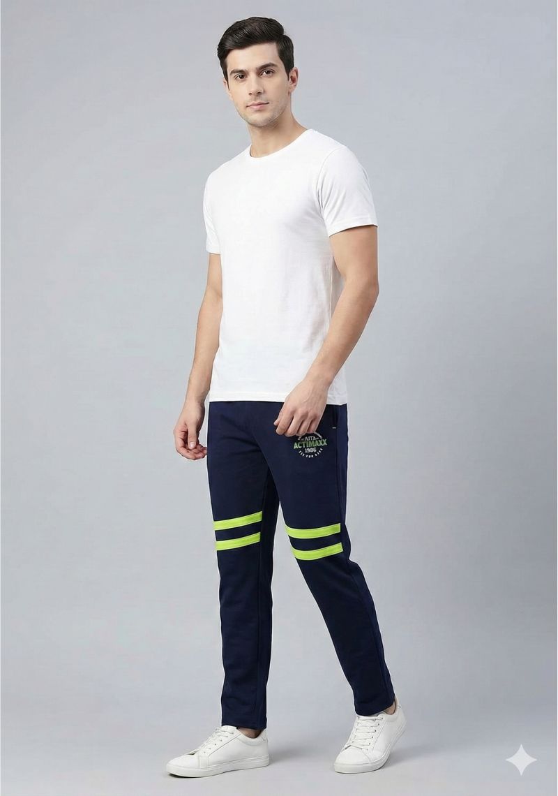 ACTIMAXX TRACK PANT - DARK BLUE AND LEMON GREEN LINE