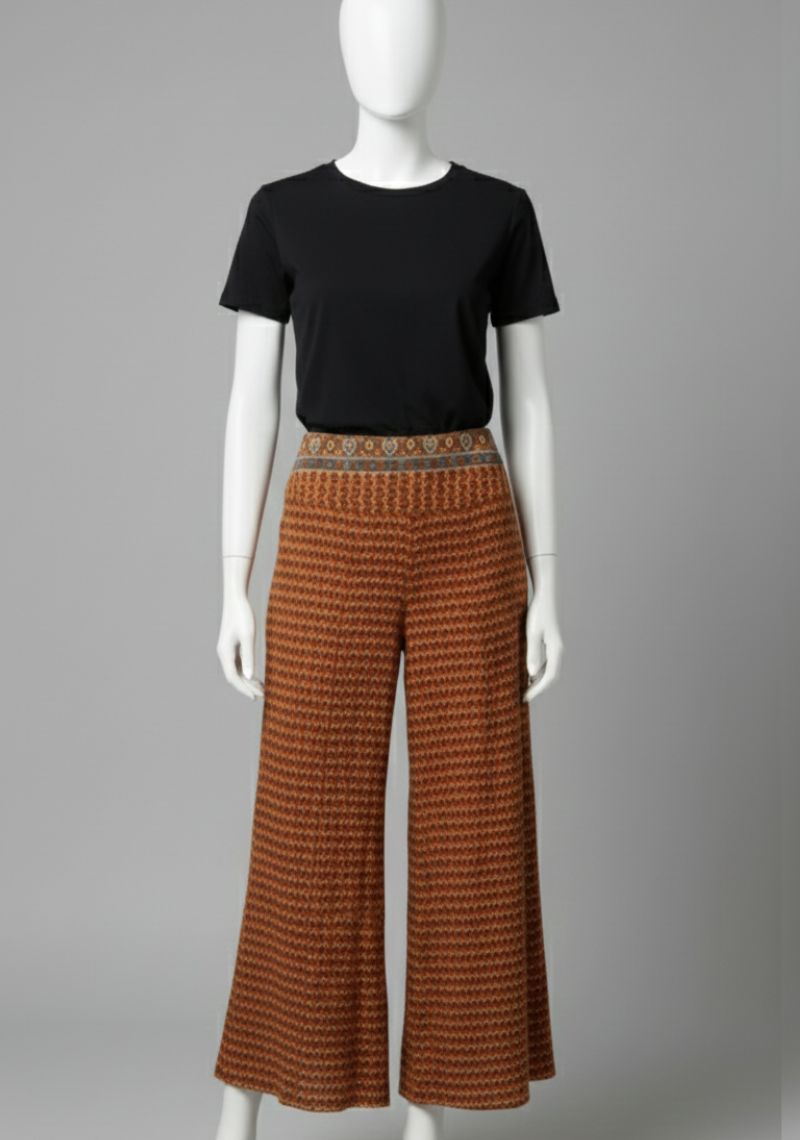 WOMENS PALAZZO - BROWN AND MULTI COLOR PRINTED