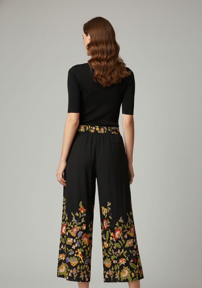 WOMENS PALAZZO - PLAIN BLACK AND MULTI COLOR FLORAL PRINTED