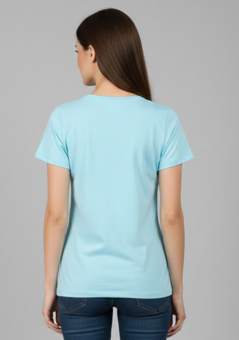WOMENS T-SHIRT [MD] - SEA BLUE & MULTI COLOR PRINT