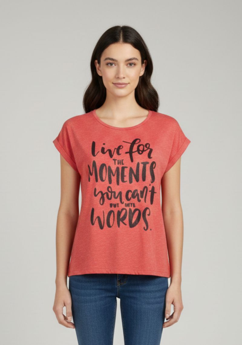 WOMEN T-SHIRT (SL)-PINK MXD