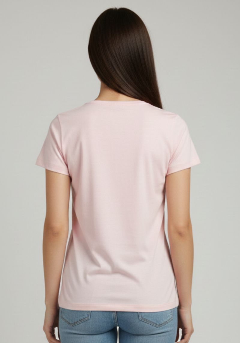 WOMENS T-SHIRT [MD] - LIGHT PINK & MULTI COLOR PRINT