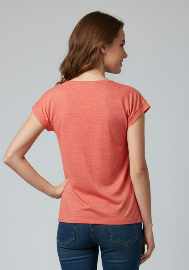 WOMENS T-SHIRT - LIGHT RED PRINTED