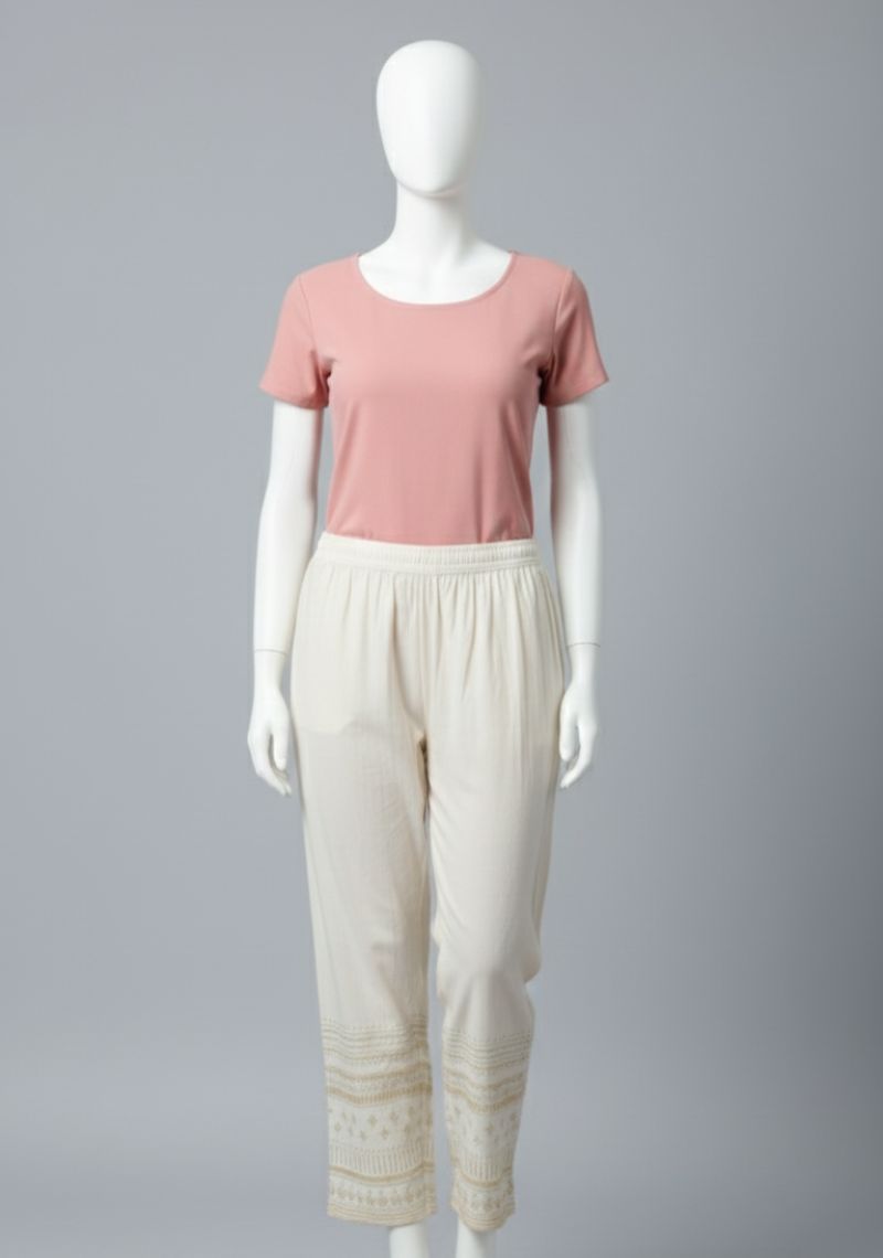 WOMENS PALAZZO - PRINTED WHITE