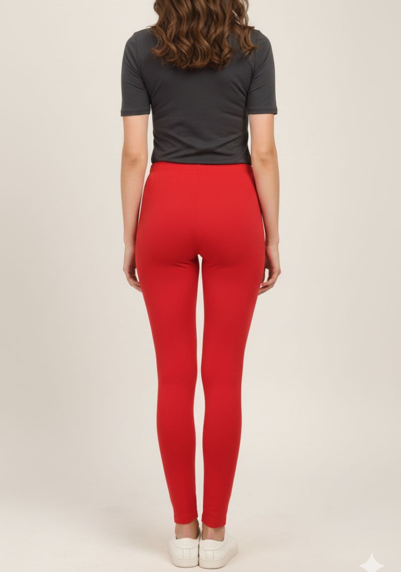 WOMENS LEGGINGS [MD] - PLAIN BRIGHT RED
