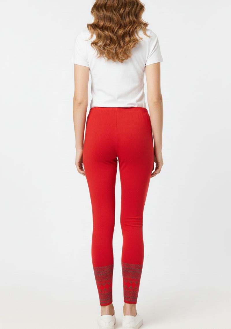 WOMENS LEGGINGS [MD] - RED AND MULTI COLOR PRINTED