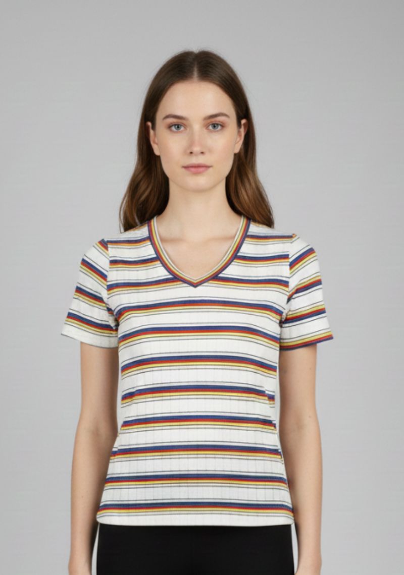 WOMEN T-SHIRT (SL)-WHITE MXD