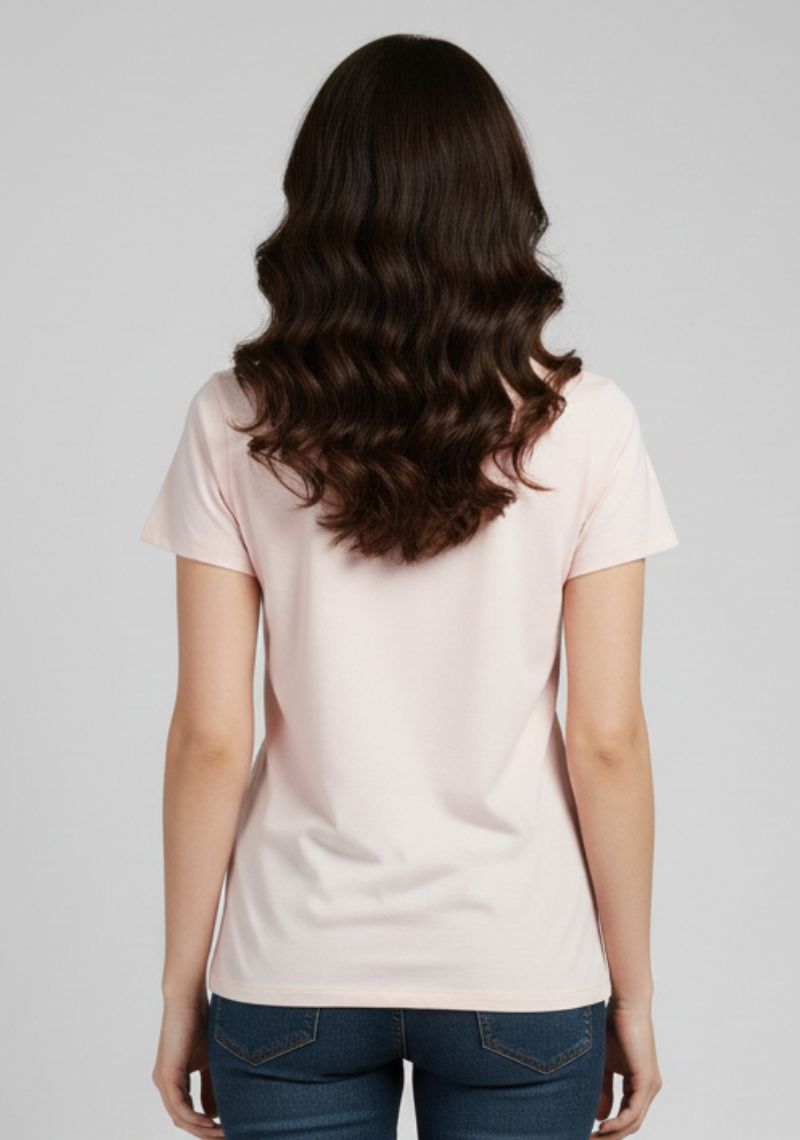 WOMENS T-SHIRT [MD] - LIGHT PINK & MULTI COLOR SHADE