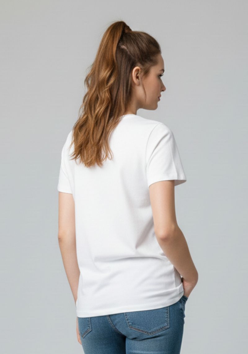 WOMENS T-SHIRT - WHITE AND MULTI COLOR PRINTED