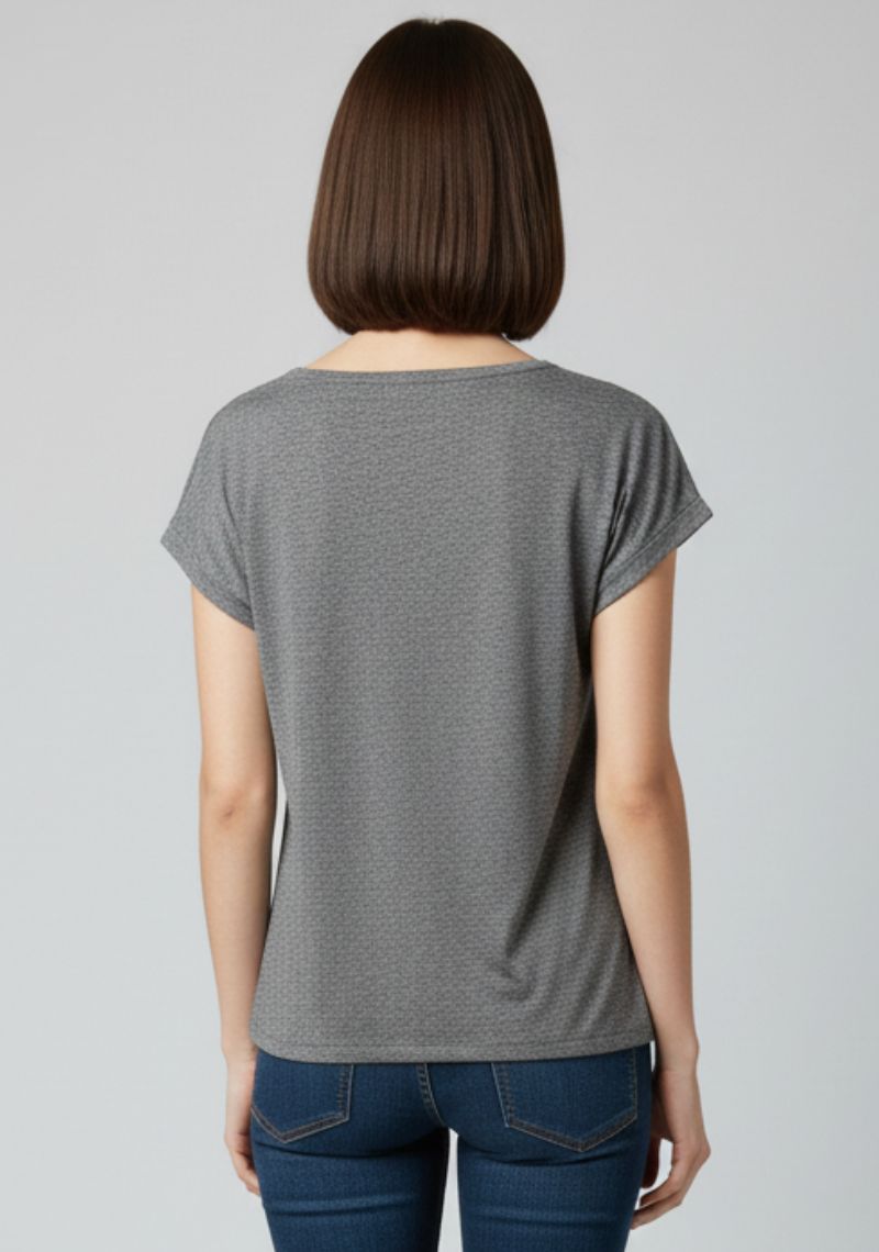 WOMENS T-SHIRT [MD] - DARK GREY & MULTI COLOR PRINT