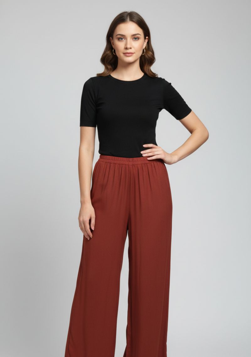 WOMENS PALAZZO - DARK MAROON