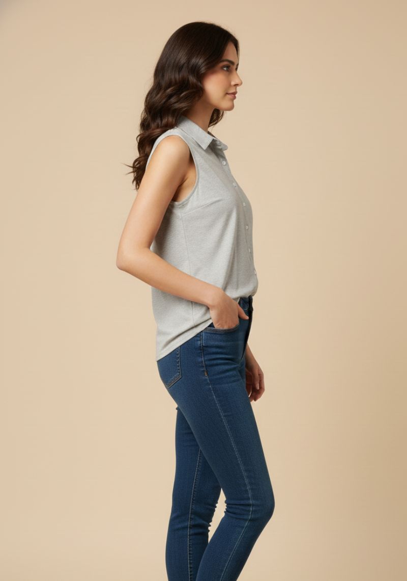 WOMEN WESTERN TOP - ASH