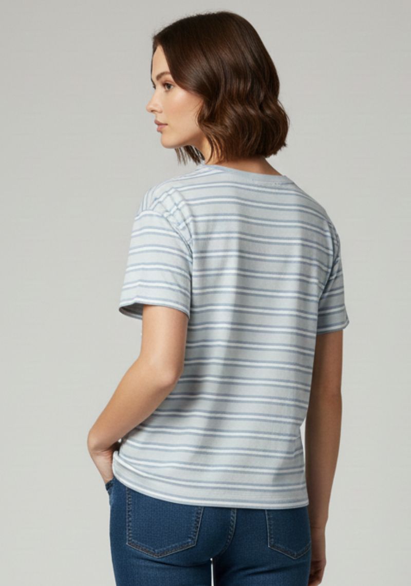 WOMENS T-SHIRT [MD] - LIGHT BLUE STRIPES
