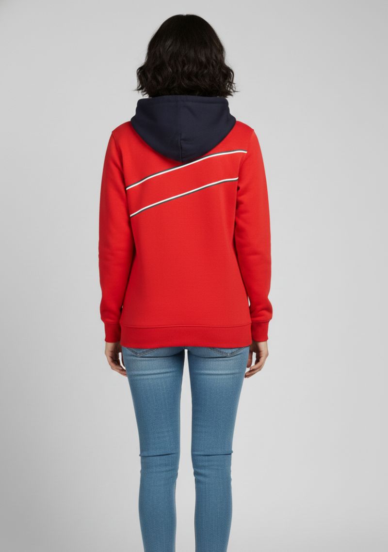 WOMEN SWEATSHIRT - RED AND MULTI CLOR PRINTED