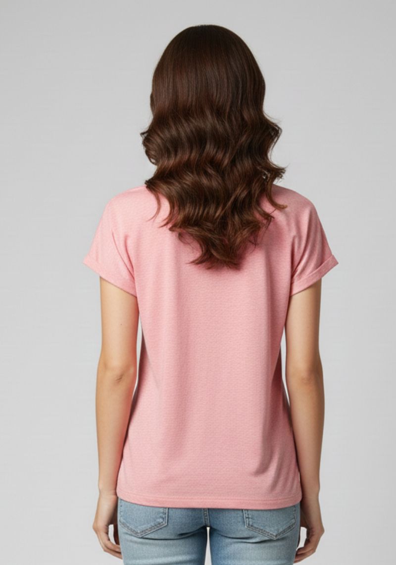 WOMENS T-SHIRT - LIGHT PINK PRINTED