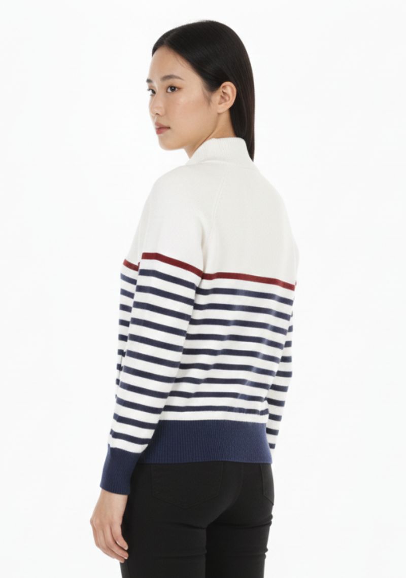 WOMENS SWEATSHIRT - MILKY WHITE AND BLUE