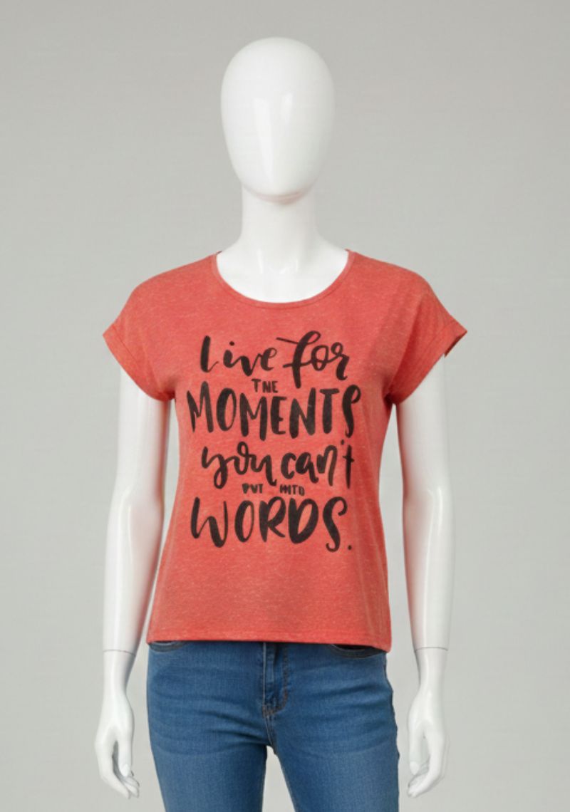 WOMENS T-SHIRT - CORAL MELANGE