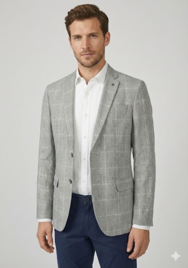 MENS BLAZER - GREY CHECKED