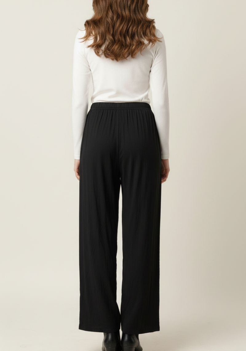 WOMENS PALAZZO - PLAIN BLACK 2