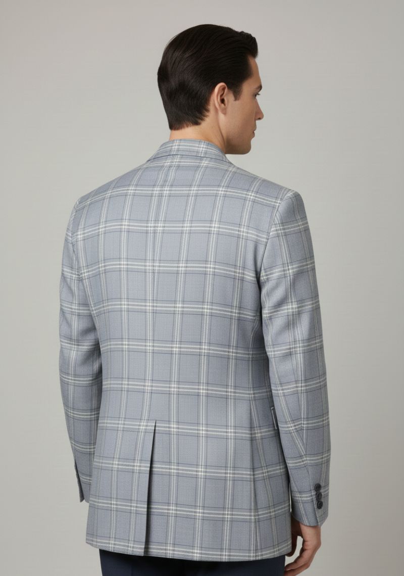 MENS BLAZER  - LIGHT BLUE CHECKED