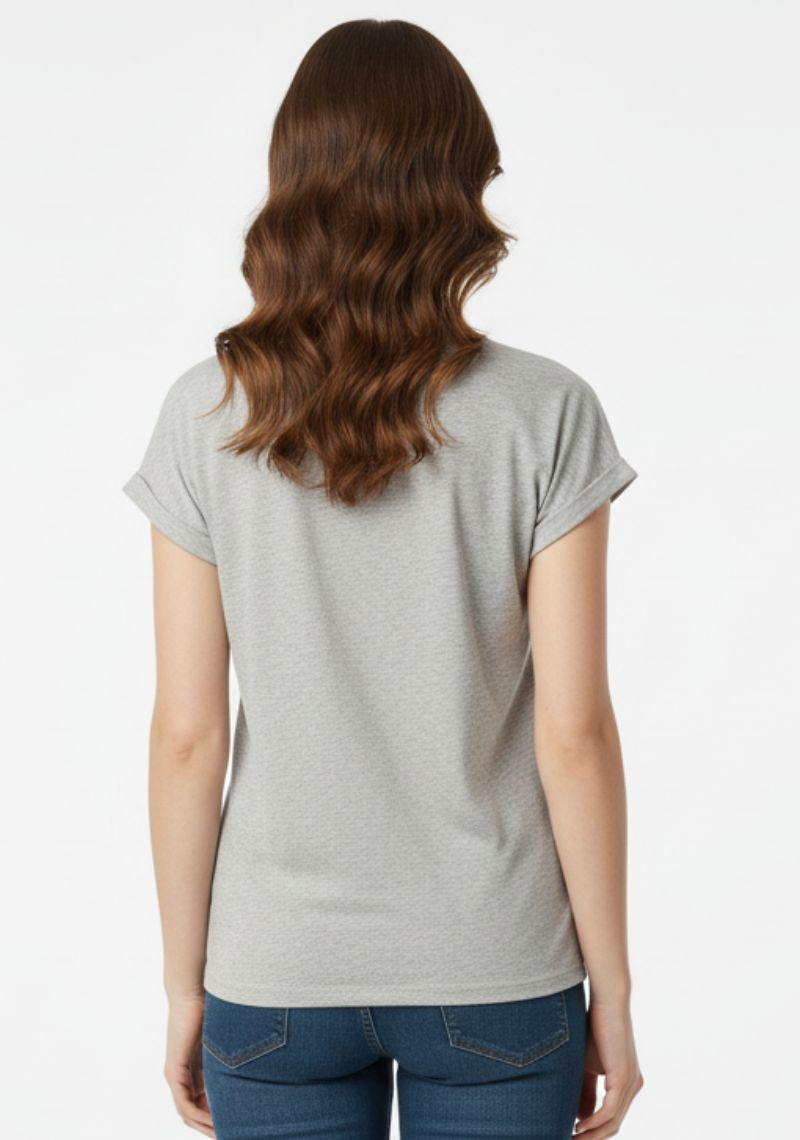 WOMENS T-SHIRT [MD] - LIGHT GREY & MULTI COLOR PRINT