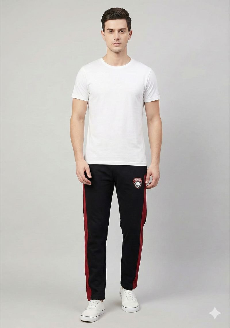 ACTIMAXX TRACK PANT - DARK BLACK AND MAROON