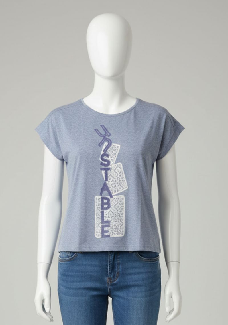 WOMENS T-SHIRT - LIGHT BLUE [MULTI COLOR PRINT]