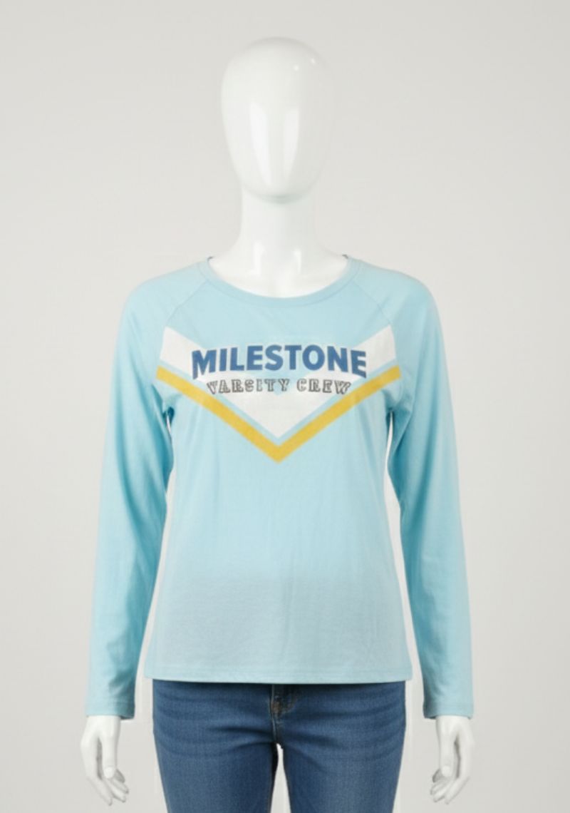 WOMENS T-SHIRT - SKYBLUE AND MULTI COLOR PRINTED