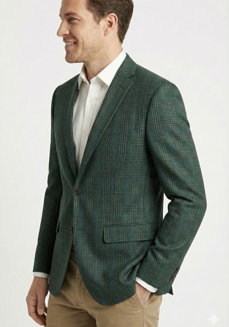 MENS BLAZER - FOREST CHECKED