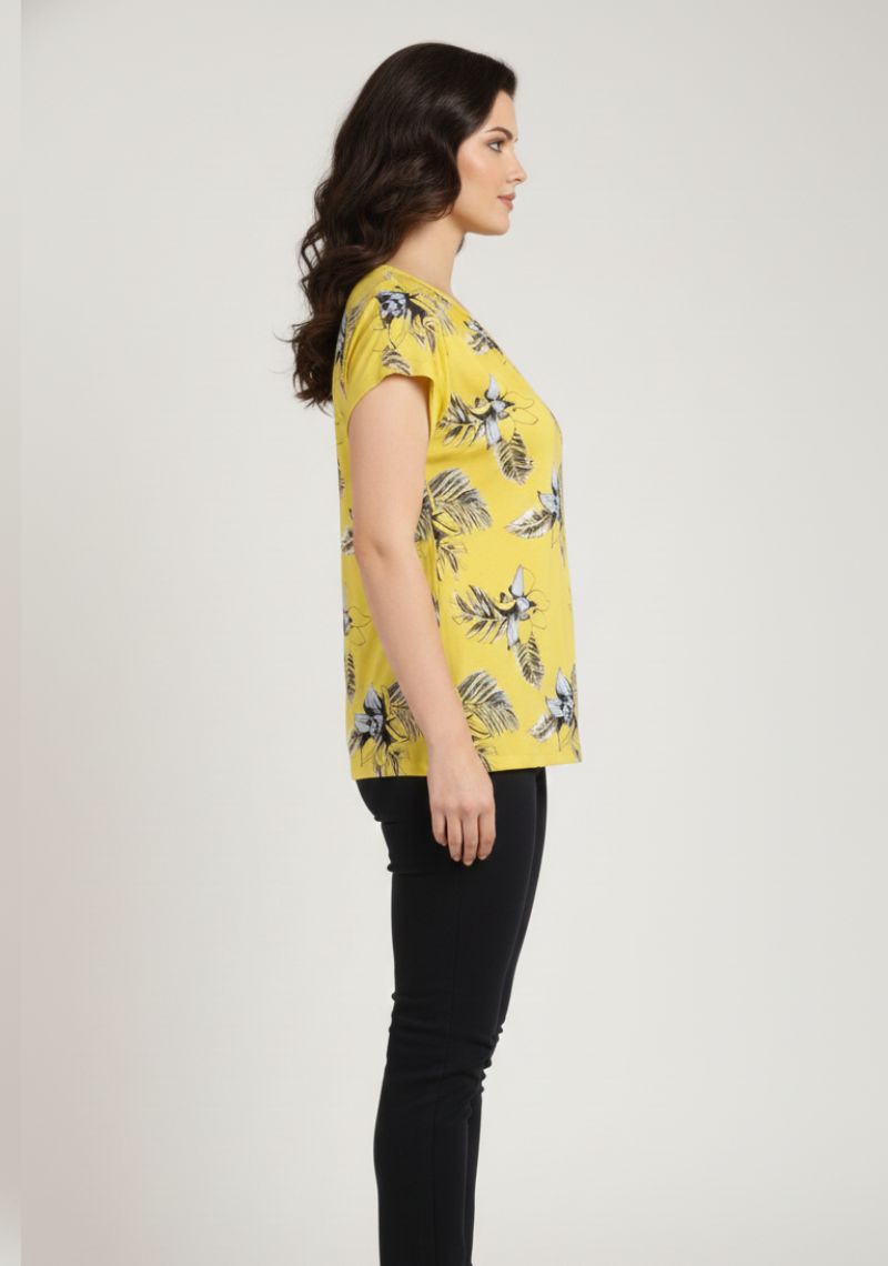 WOMEN WETSERN TOP - YELLOW FLORAL PRINTED