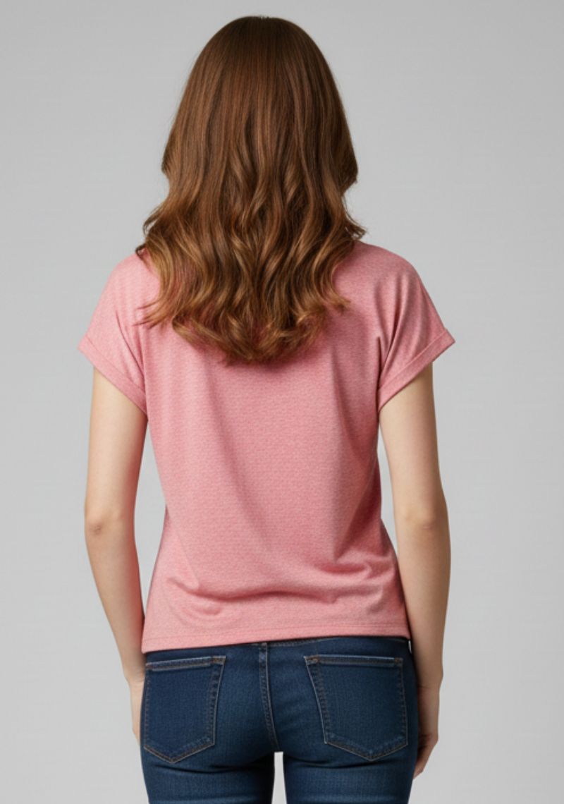 WOMENS T-SHIRT [MD] - PINK [MULTI COLOR PRINT ]